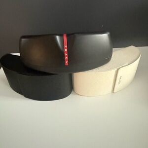 PRADA Hard Shell Sunglasses Cases Bundle of Trio: White (1) Black (2)
